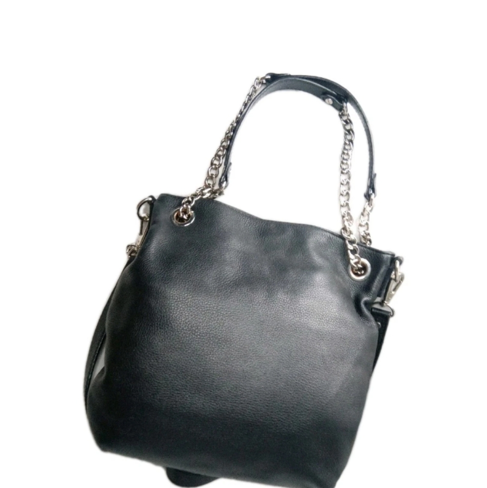 Michael Kors Jet Set Chain Medium Shoulder Tote Black Pebbled Leather Bag - Picture 8 of 11